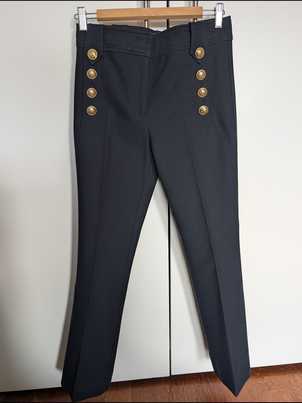 10 Crosby Derek Lam Black Pants With Gold Buttons Size 4 (Hemmed)
